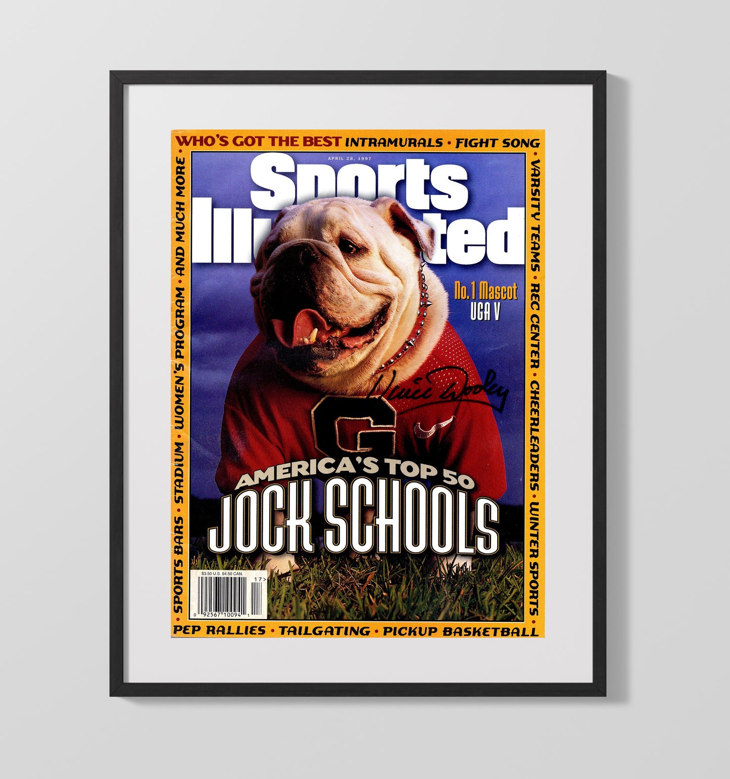 Georgia Football UGA Mascot SI Cover Spirit Portrait College Football Wall Art 16x20 Gallery Frame wall art print – College Football decor