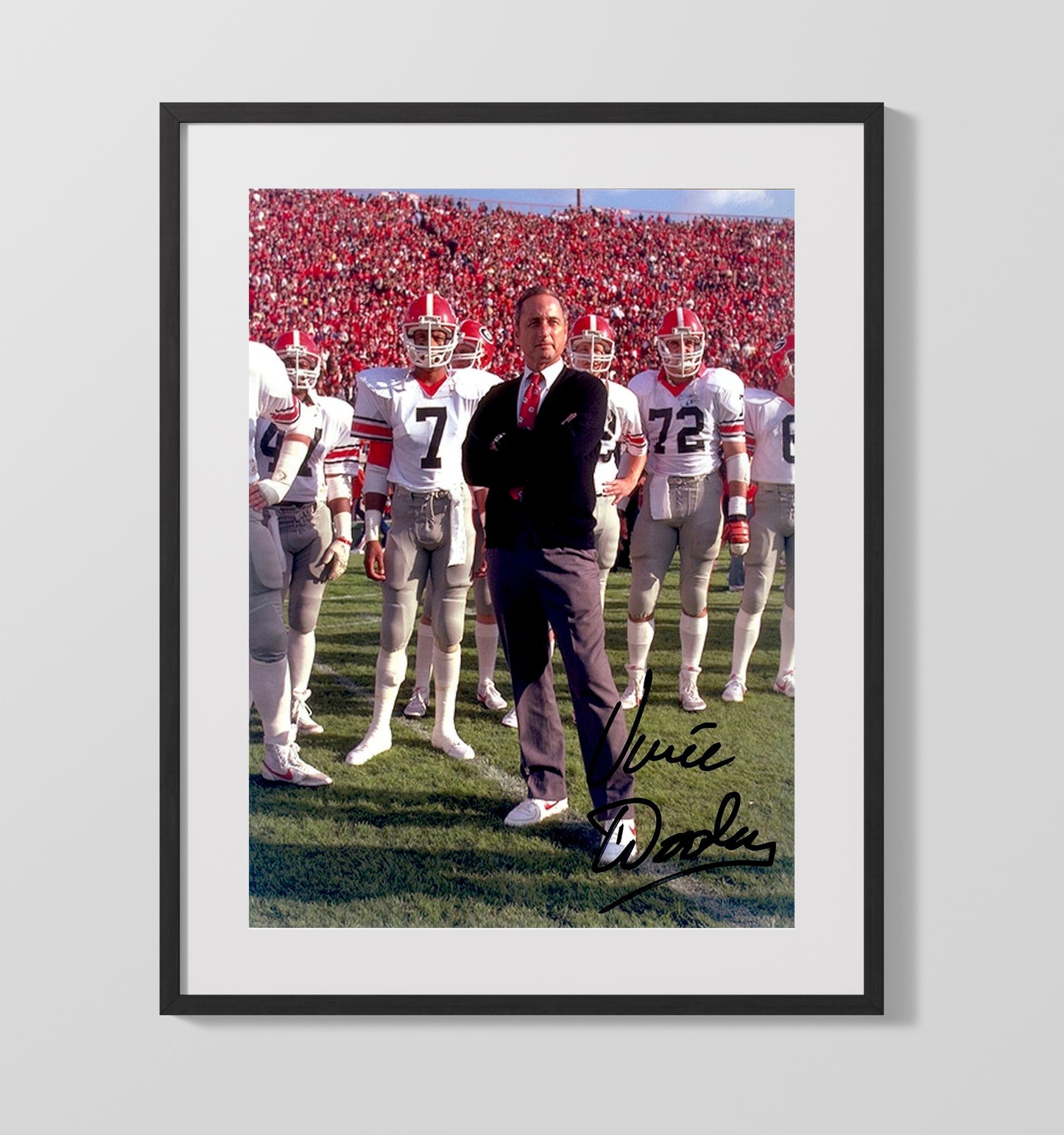 Georgia Football Vince Dooley Sideline Command Presence College Football Wall Art 16x20 Gallery Frame wall art print – College Football decor