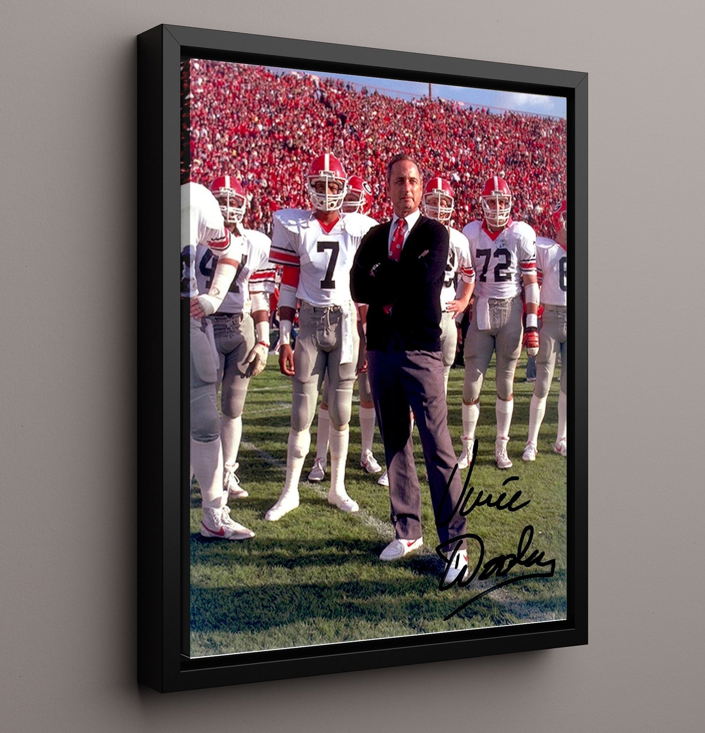 Georgia Football Vince Dooley Sideline Command Presence College Football Wall Art 16x20 Framed Canvas wall art print – College Football decor