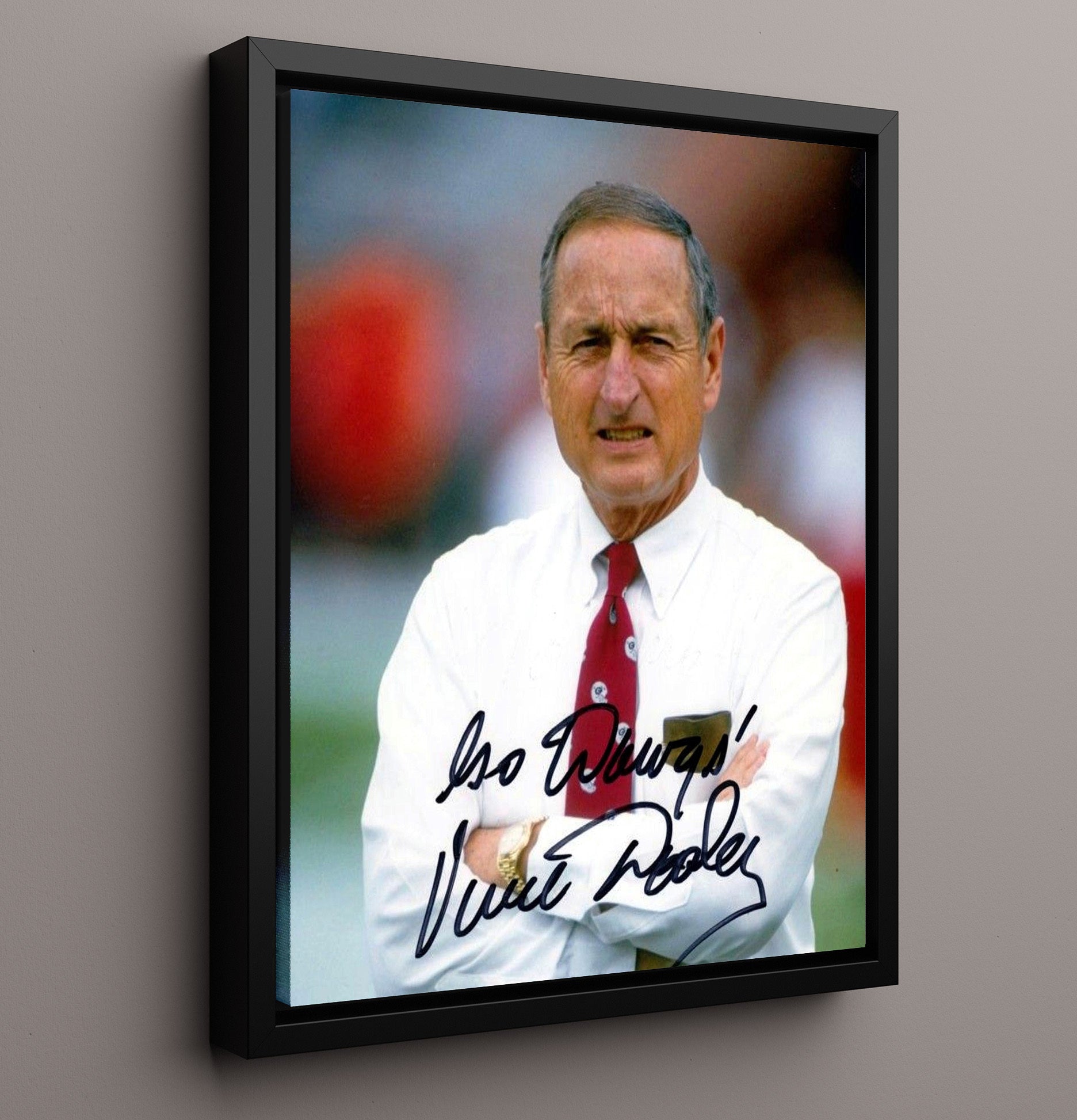 Georgia Football Vince Dooley Sideline Leadership Portrait College Football Wall Art 16x20 Framed Canvas wall art print – College Football decor