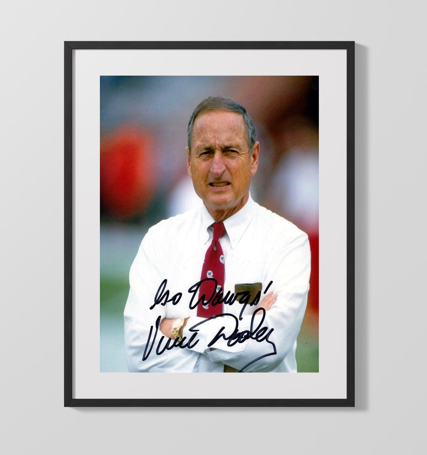 Georgia Football Vince Dooley Sideline Leadership Portrait College Football Wall Art 16x20 Gallery Frame wall art print – College Football decor