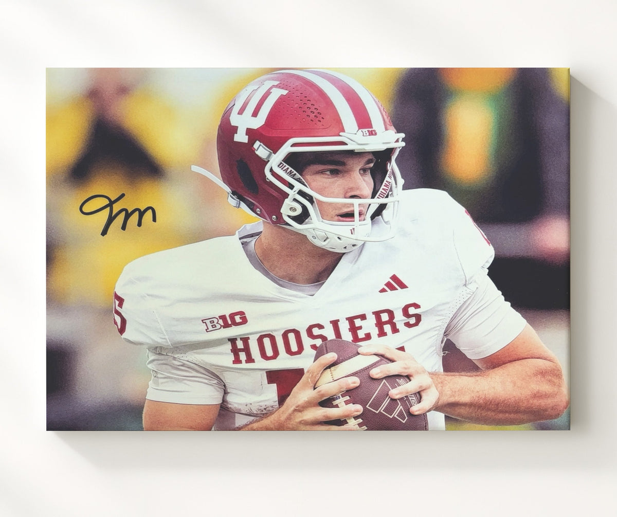 Indiana Football - Fernando Mendoza Hoosier Pocket Passing Focus 8x10 Canvas college football wall art