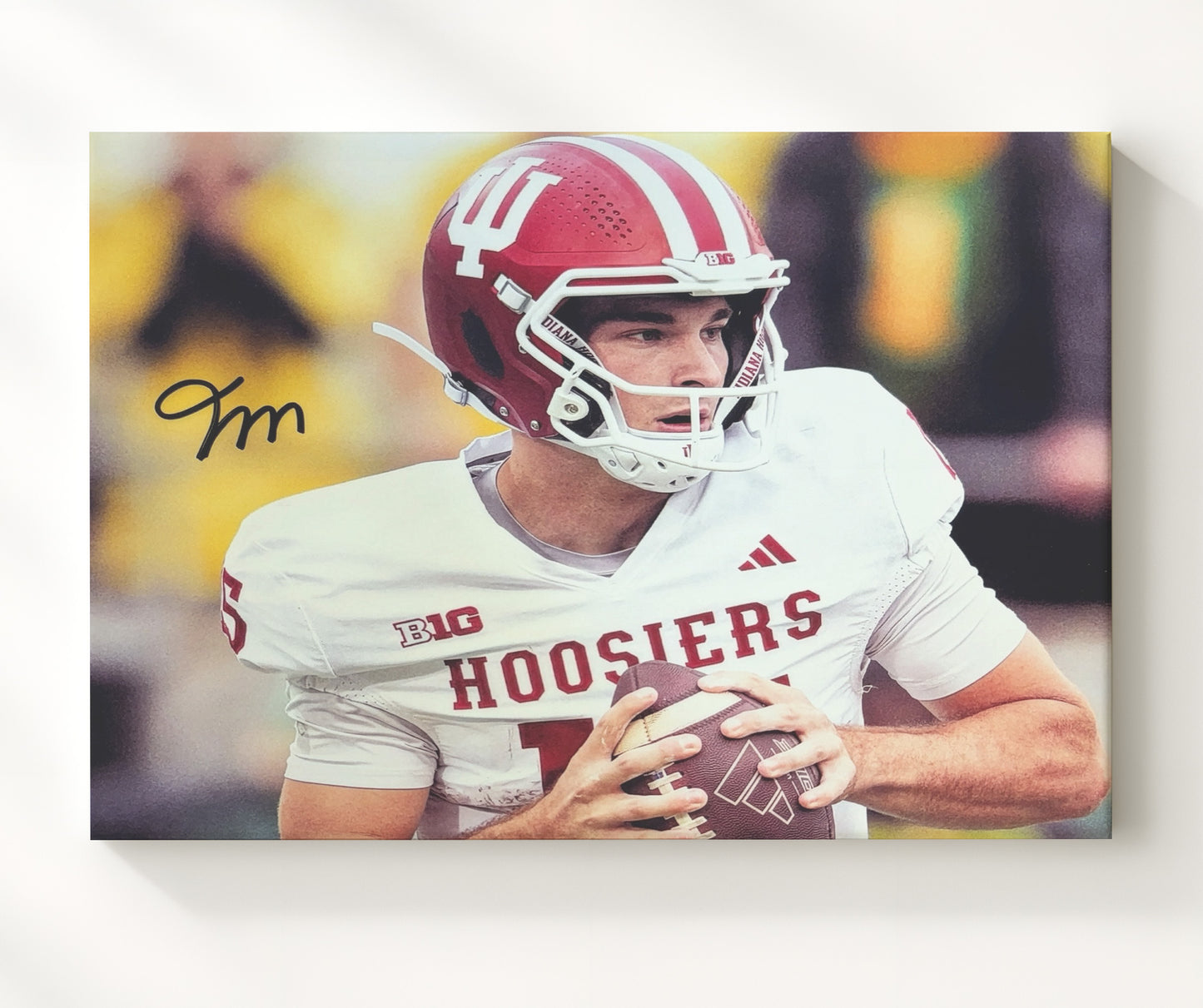 Indiana Football Fernando Mendoza Hoosier Pocket Passing Focus College Football Wall Art 20x24 Canvas wall art print – College Football decor