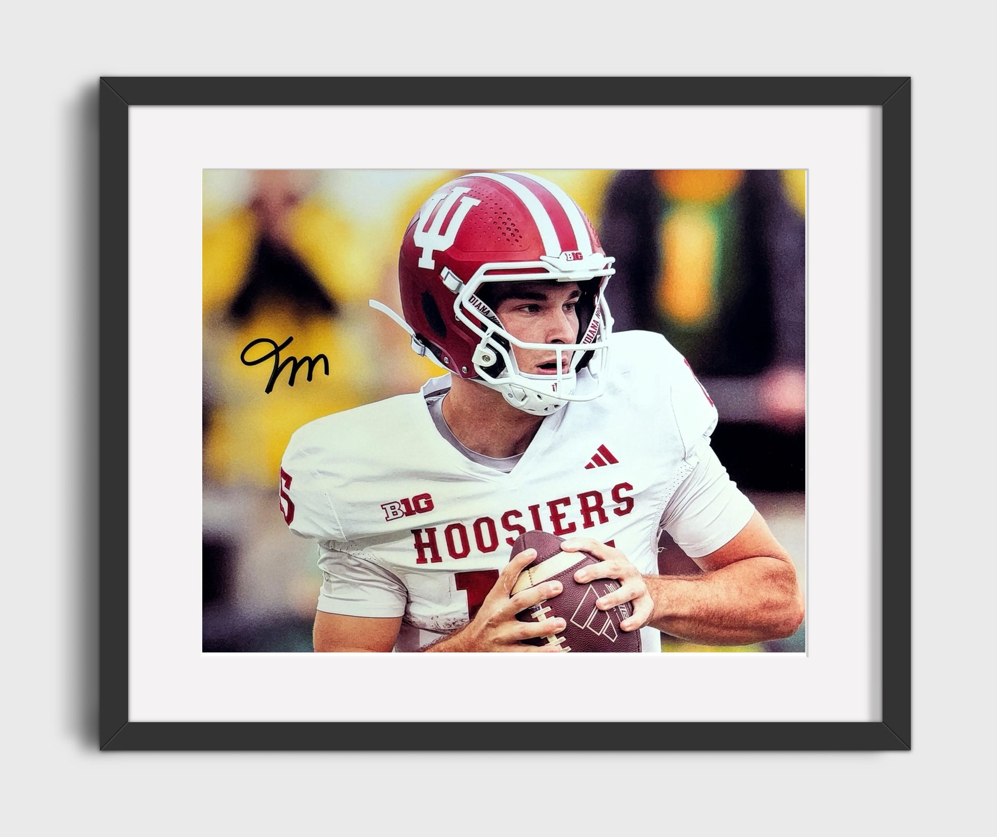 Indiana Football Fernando Mendoza Hoosier Pocket Passing Focus College Football Wall Art 16x20 Gallery Frame wall art print – College Football decor
