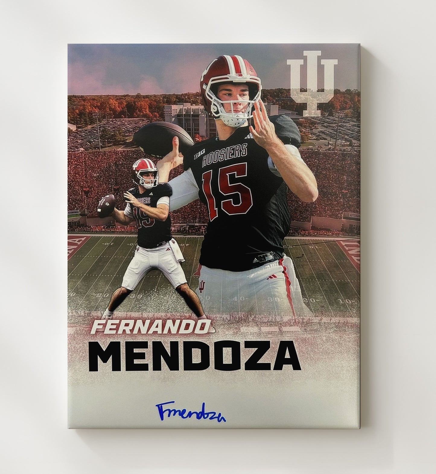Indiana Football - Fernando Mendoza Indiana Icon Dual Action Composite 8x10 Canvas college football wall art
