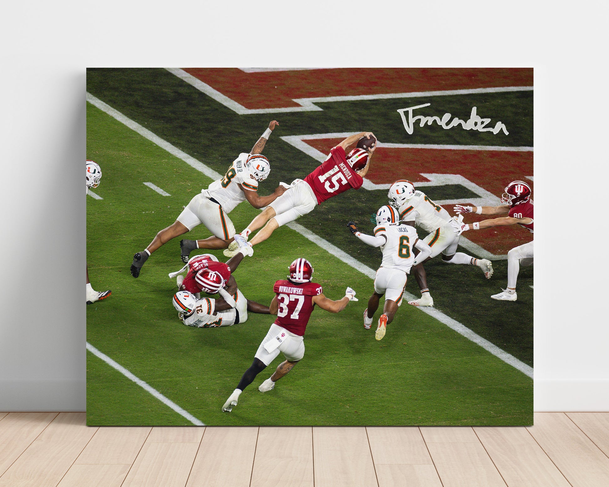 Indiana Football - Quarterback Goal Line Dive Championship Play 8x10 Unframed Print college football wall art