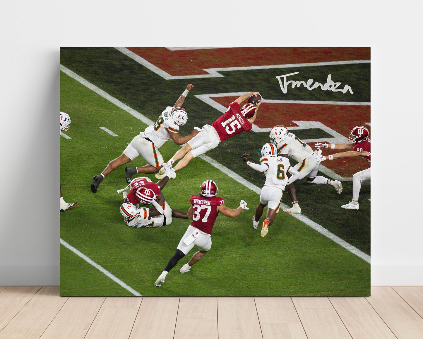 Indiana Football - Quarterback Goal Line Dive Championship Play 8x10 Unframed Print college football wall art