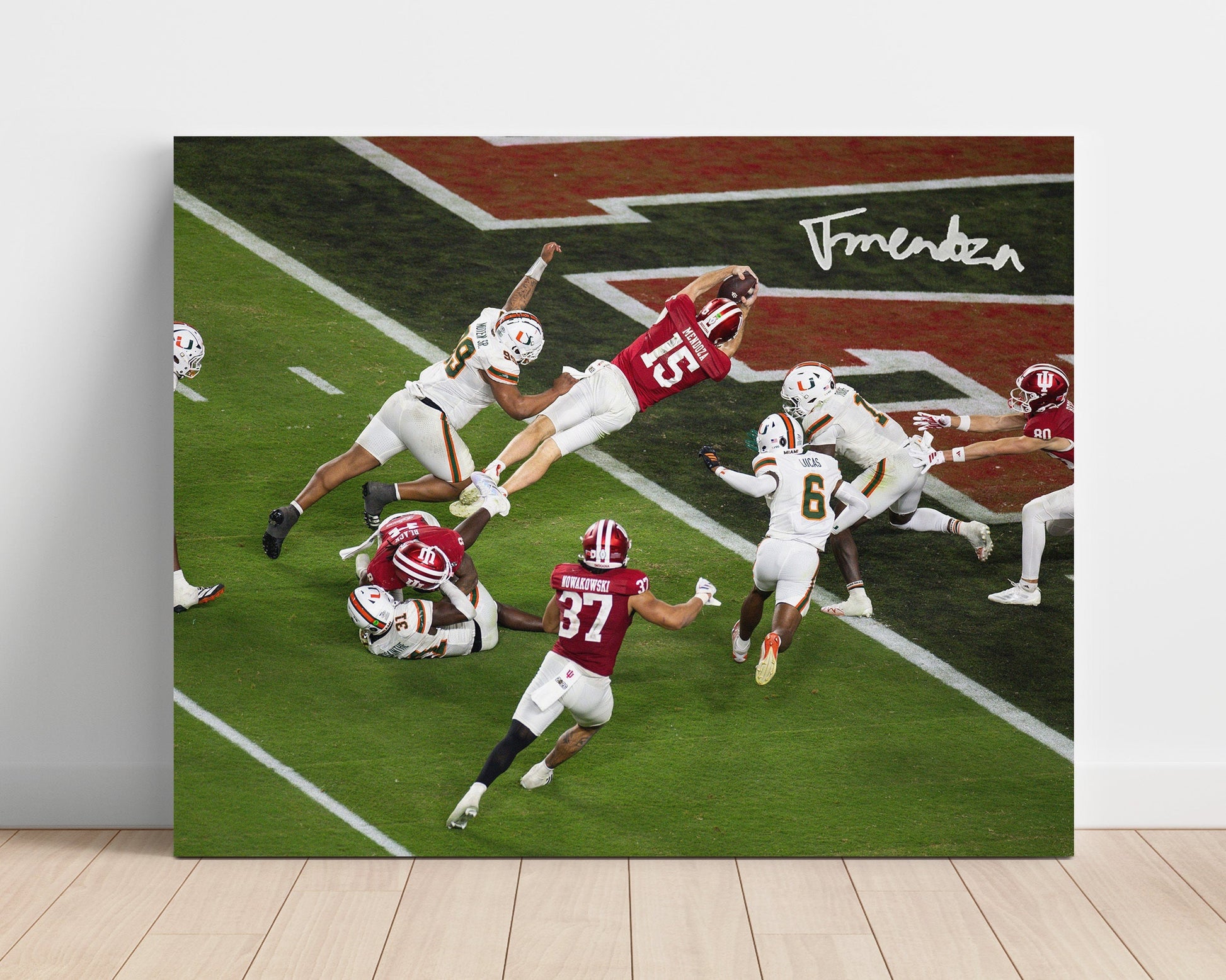 Indiana Football - Quarterback Goal Line Dive Championship Play 8x10 Unframed Print college football wall art