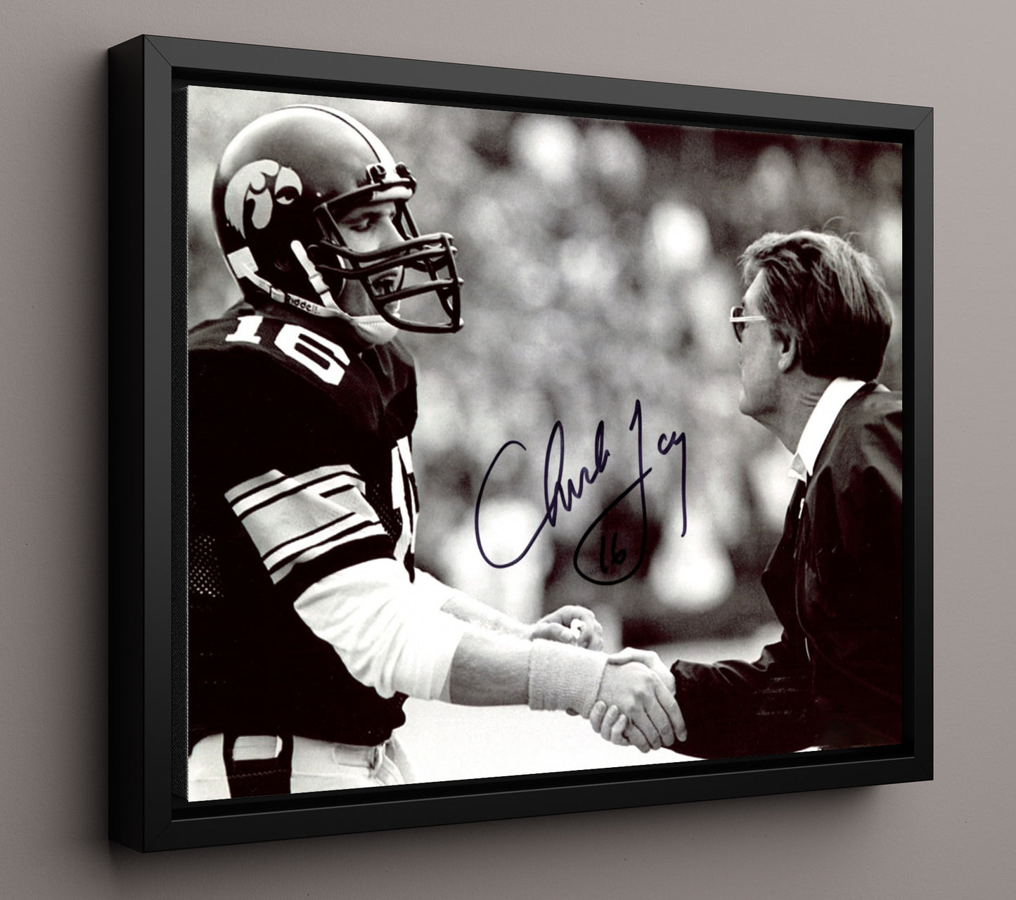 Iowa Football Chuck Long Sideline Portrait College Football Wall Art 16x20 Framed Canvas wall art print – College Football decor