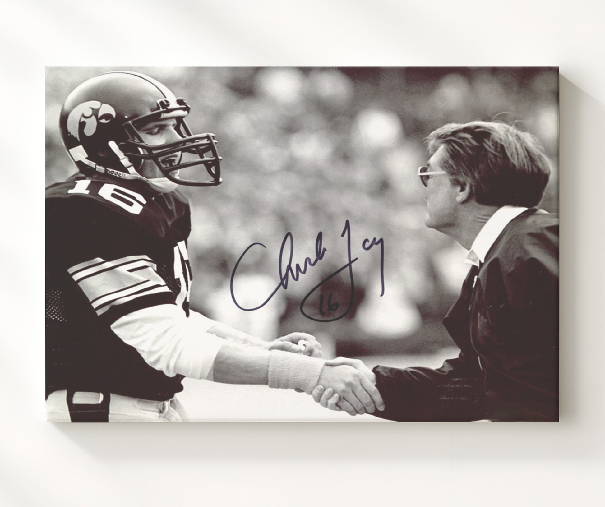 Iowa Football Chuck Long Sideline Portrait College Football Wall Art 20x24 Canvas wall art print – College Football decor