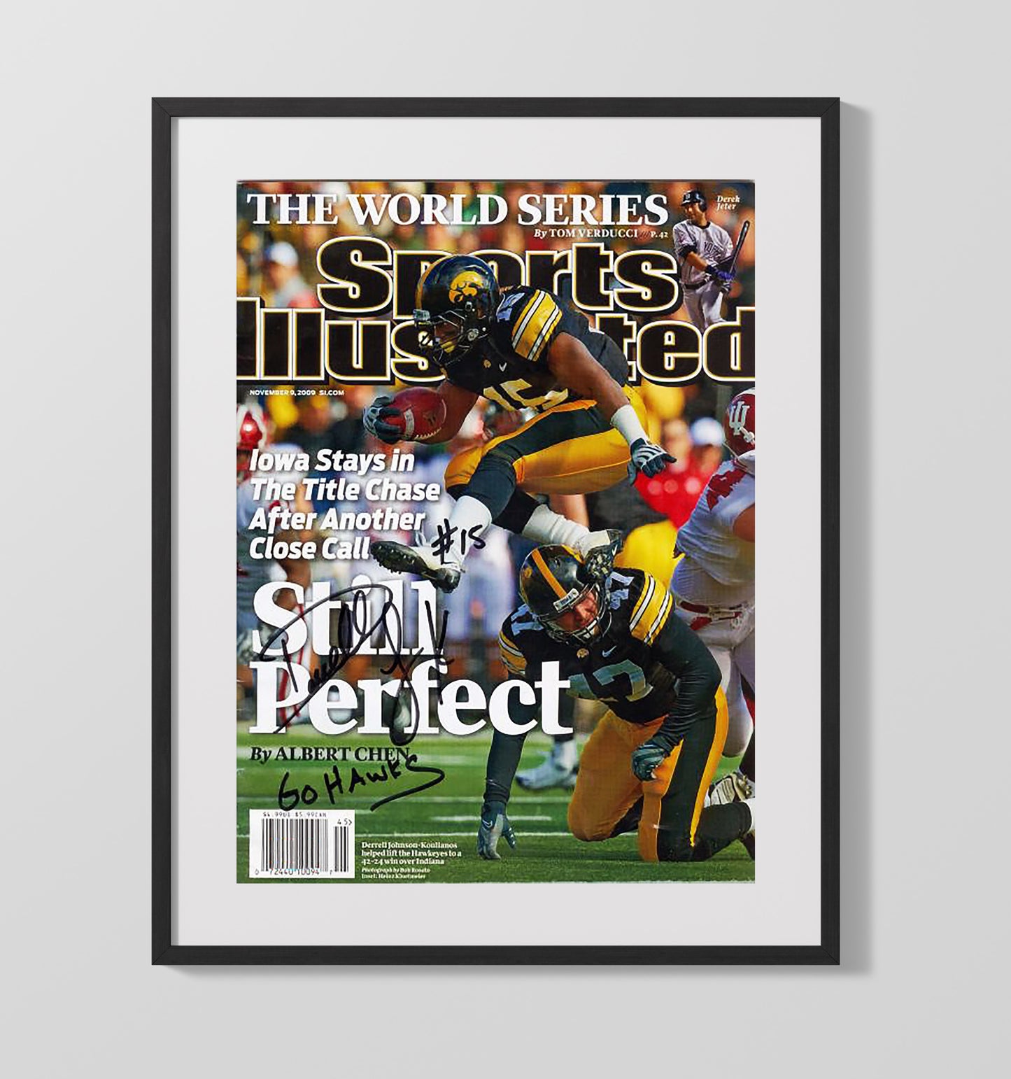 Iowa Football Derrell Johnson-Koulianos SI Cover Action 2009 College Football Wall Art 16x20 Gallery Frame wall art print – College Football decor