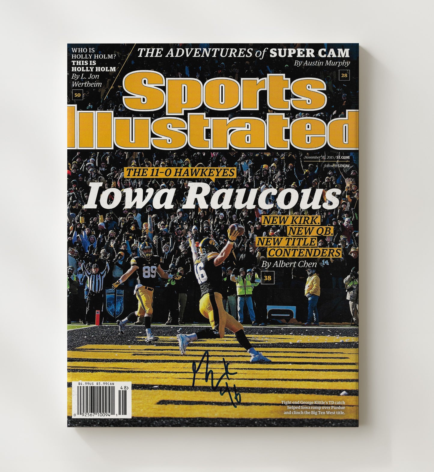 Iowa Football Hawkeyes 11-0 SI Cover Celebration 2015 College Football Wall Art 20x24 Canvas wall art print – College Football decor