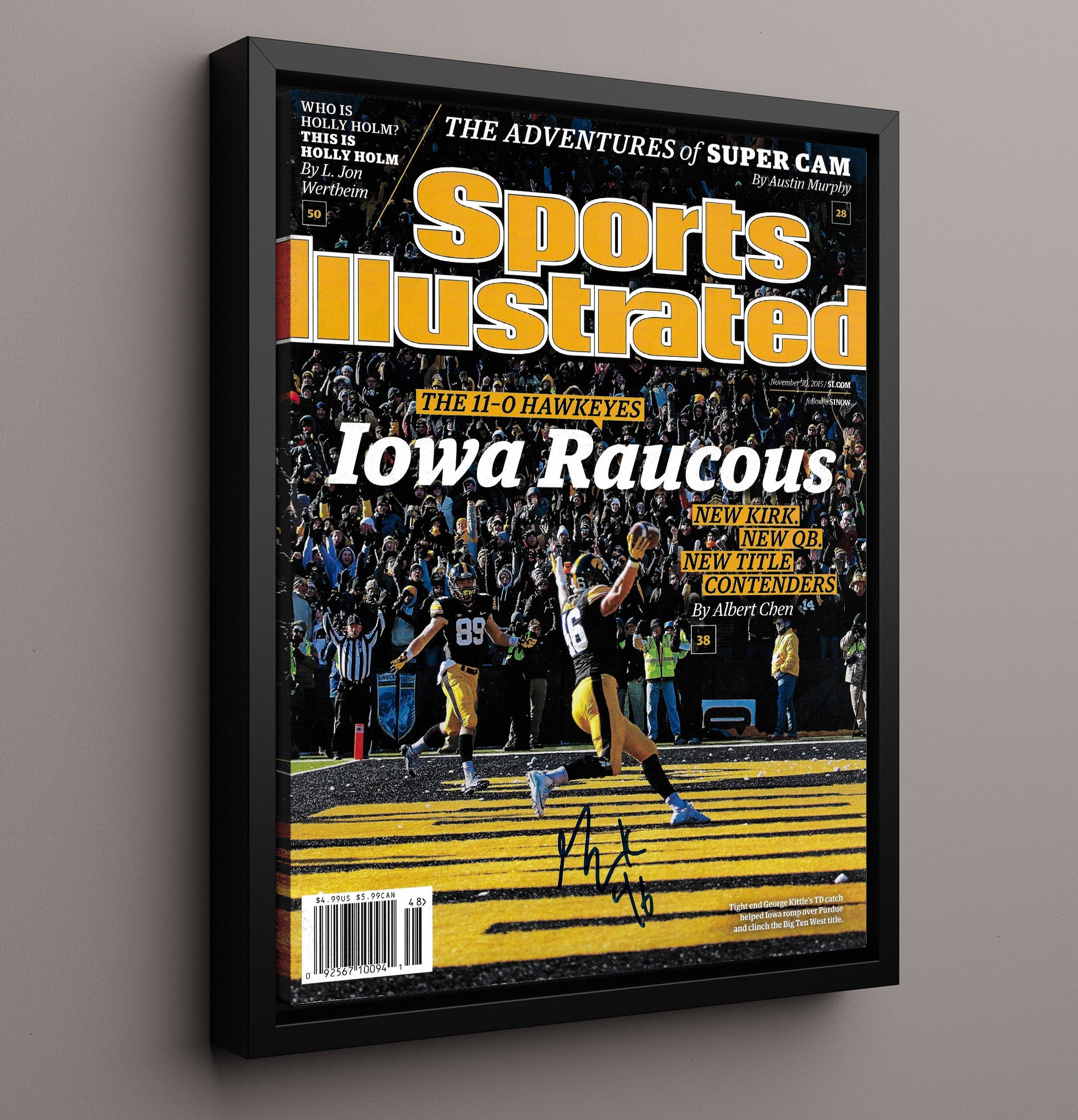Iowa Football Hawkeyes 11-0 SI Cover Celebration 2015 College Football Wall Art 16x20 Framed Canvas wall art print – College Football decor