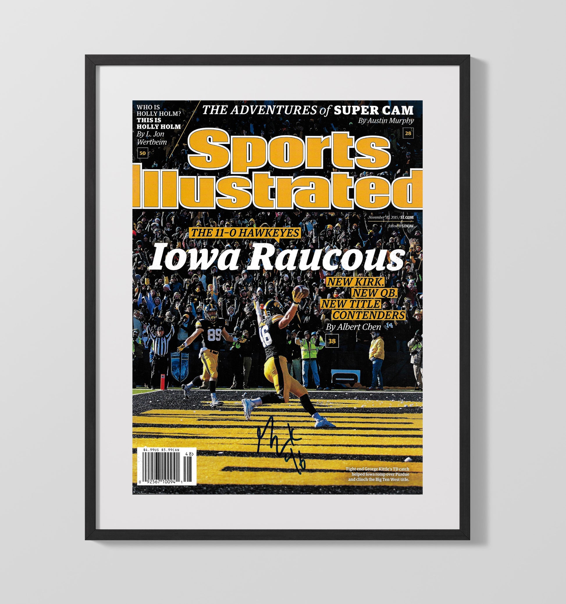 Iowa Football Hawkeyes 11-0 SI Cover Celebration 2015 College Football Wall Art 16x20 Gallery Frame wall art print – College Football decor
