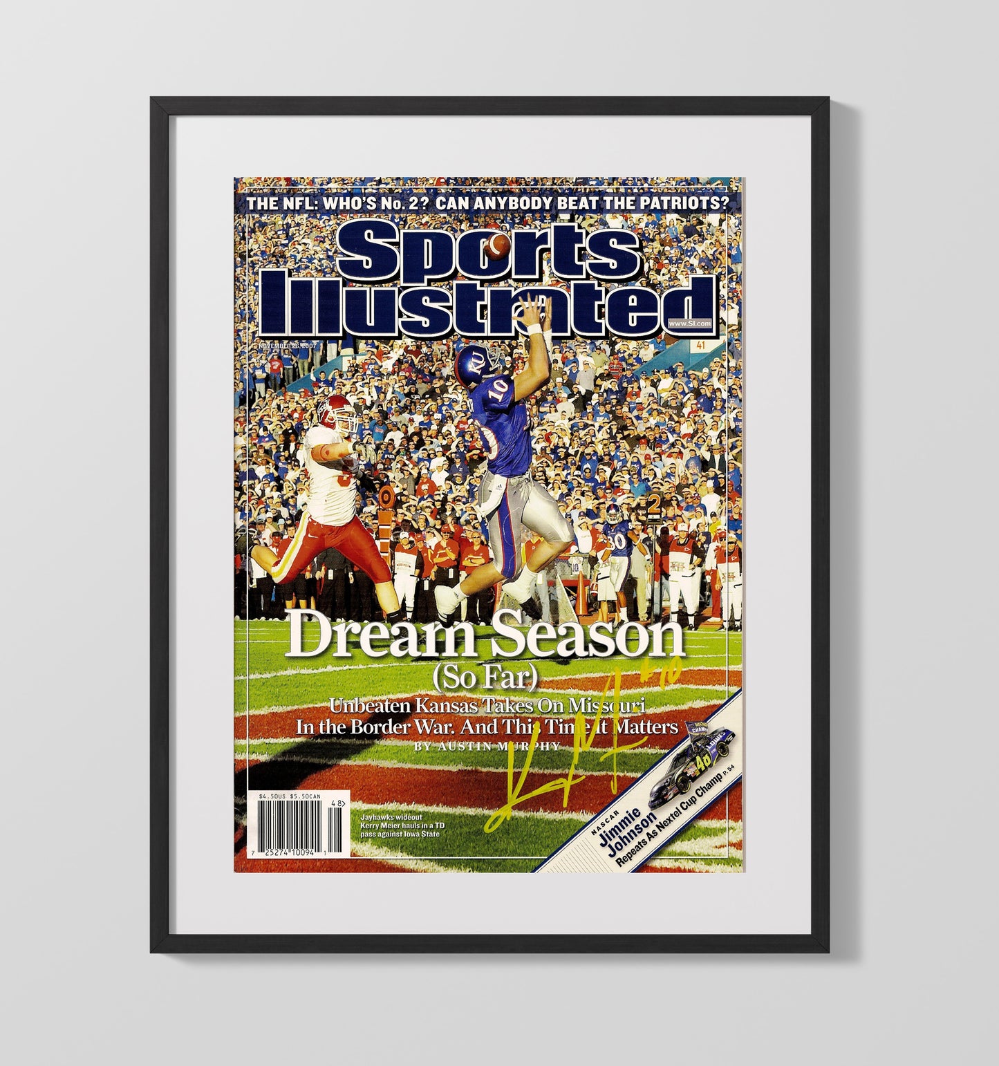 Kansas Football Dream Season SI Cover Catch Moment 2007 College Football Wall Art 16x20 Gallery Frame wall art print – College Football decor