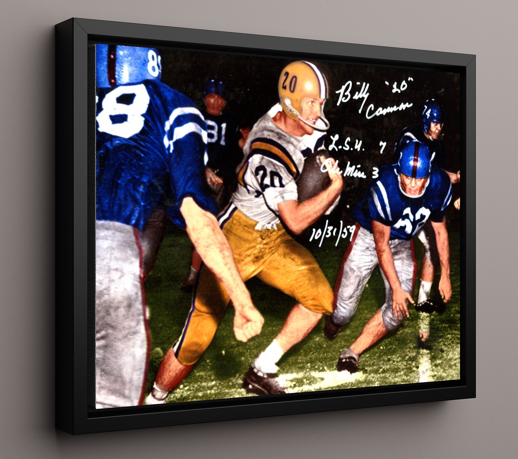 LSU Football - Billy Cannon Open Field Sprint Vintage 8x10 Framed Canvas college football wall art