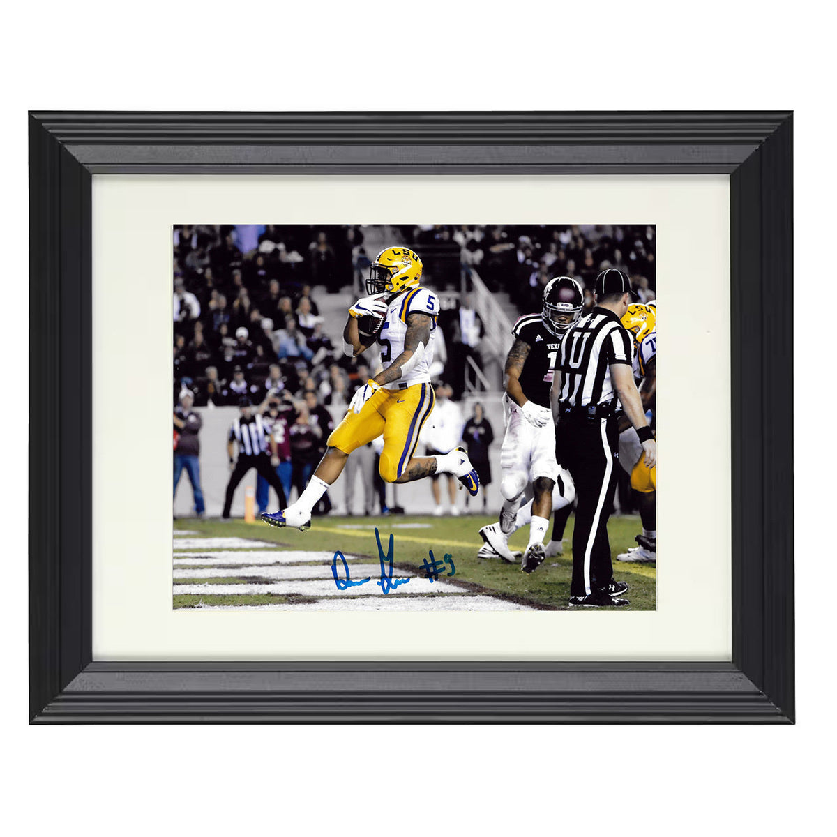 LSU Football - Derrius Guice Running Through Contact 8x10 Beveled Frame college football wall art