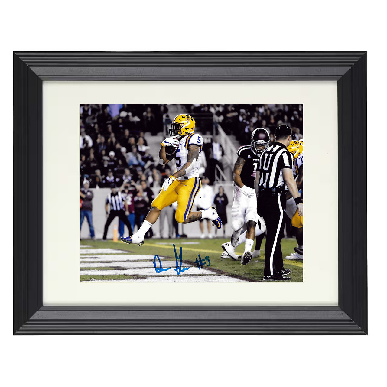 LSU Football - Derrius Guice Running Through Contact 8x10 Beveled Frame college football wall art