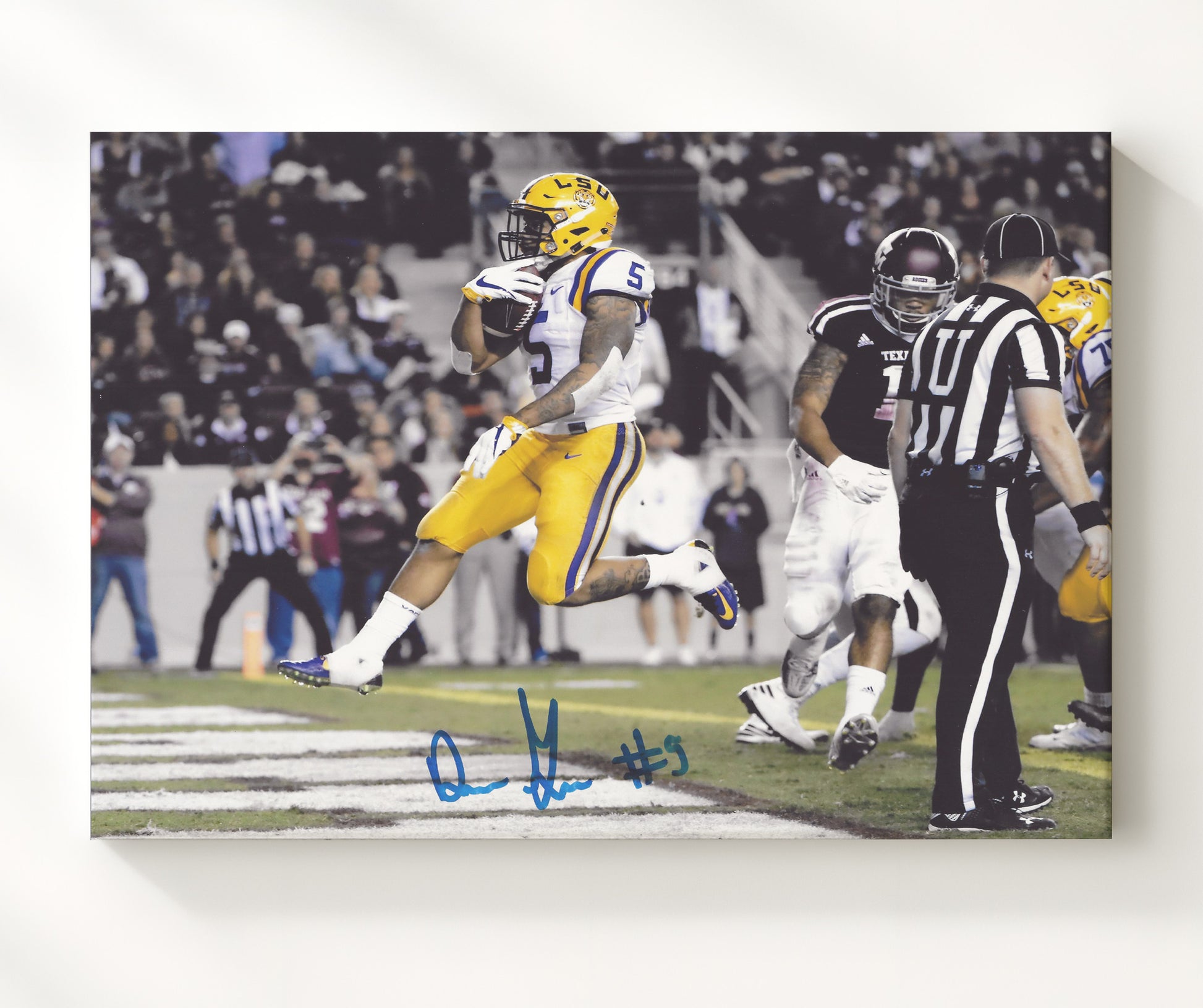 LSU Football - Derrius Guice Running Through Contact 8x10 Canvas college football wall art