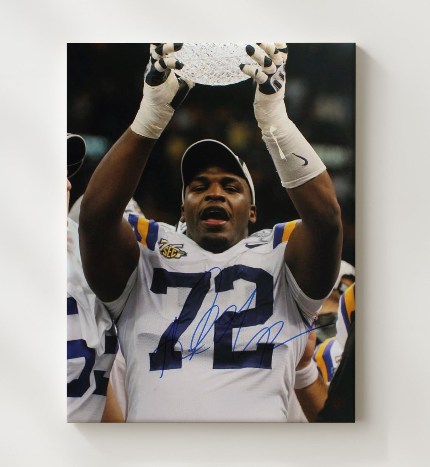 LSU Football - Glenn Dorsey Trophy Celebration Crystal Glory 8x10 Canvas college football wall art