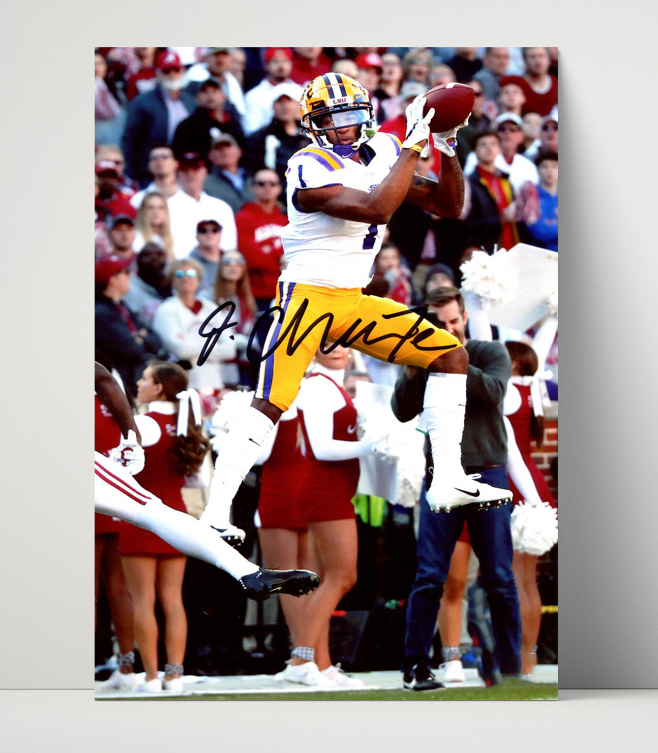 LSU Football JaMarr Chase Jump Ball Catch College Football Wall Art 16x20 Unframed Print wall art print – College Football decor
