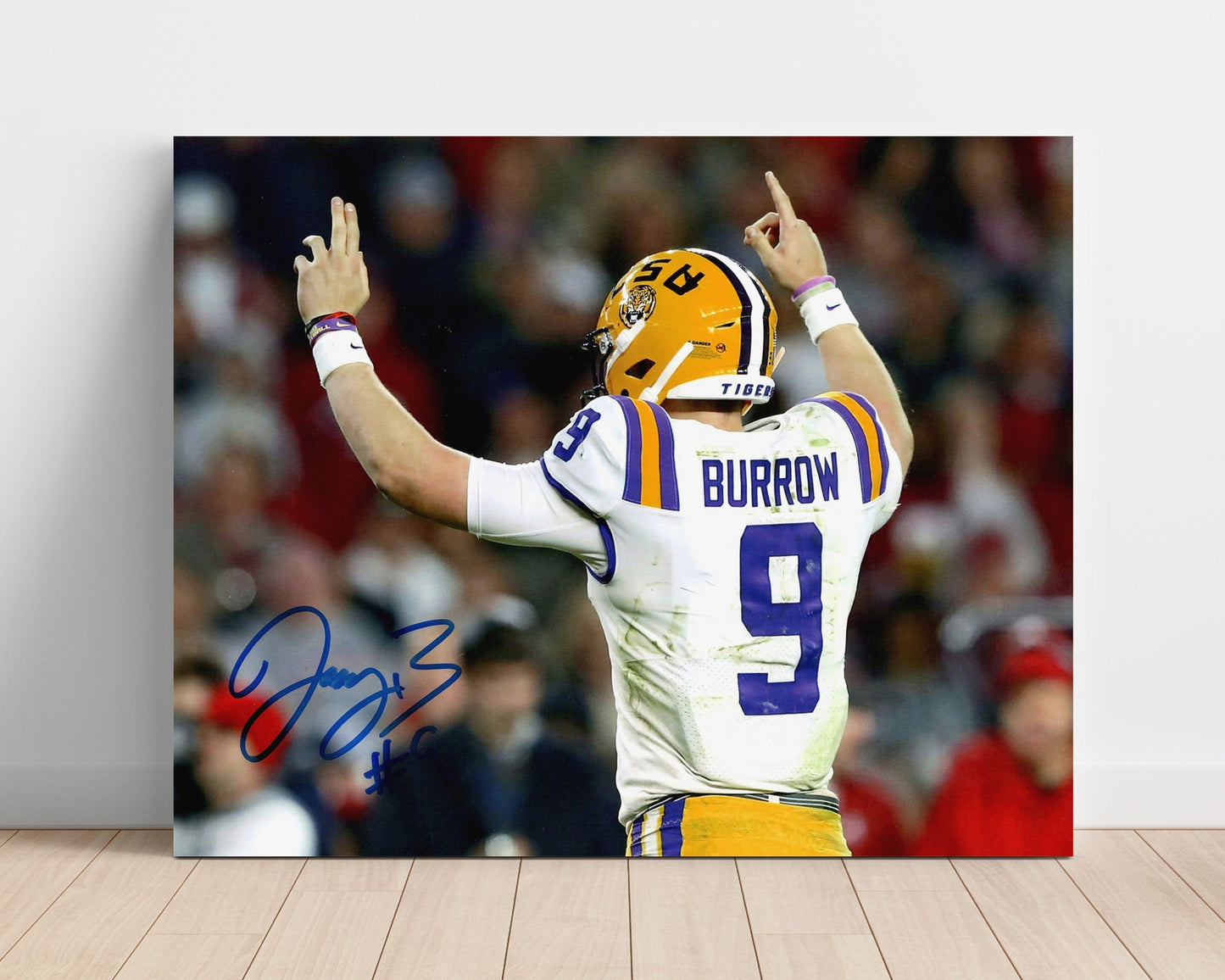 LSU Football - Joe Burrow Back Jersey Victory Pose 8x10 Unframed Print college football wall art