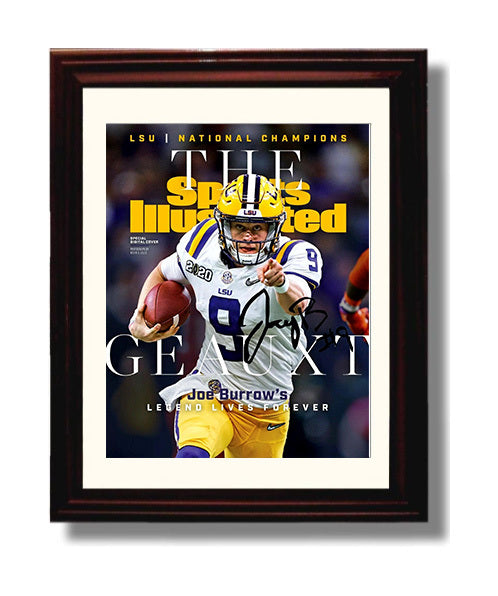 LSU Football Joe Burrow National Championship SI Cover 2020 College Football Wall Art 8x10 Beveled Frame wall art print – College Football decor