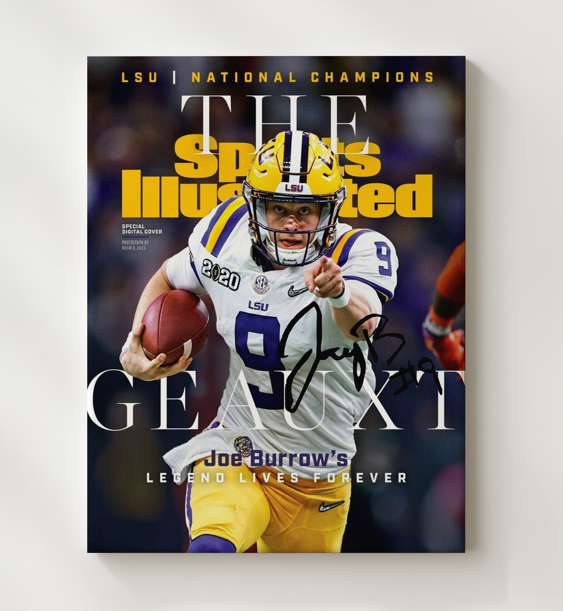 LSU Football Joe Burrow National Championship SI Cover 2020 College Football Wall Art 20x24 Canvas wall art print – College Football decor