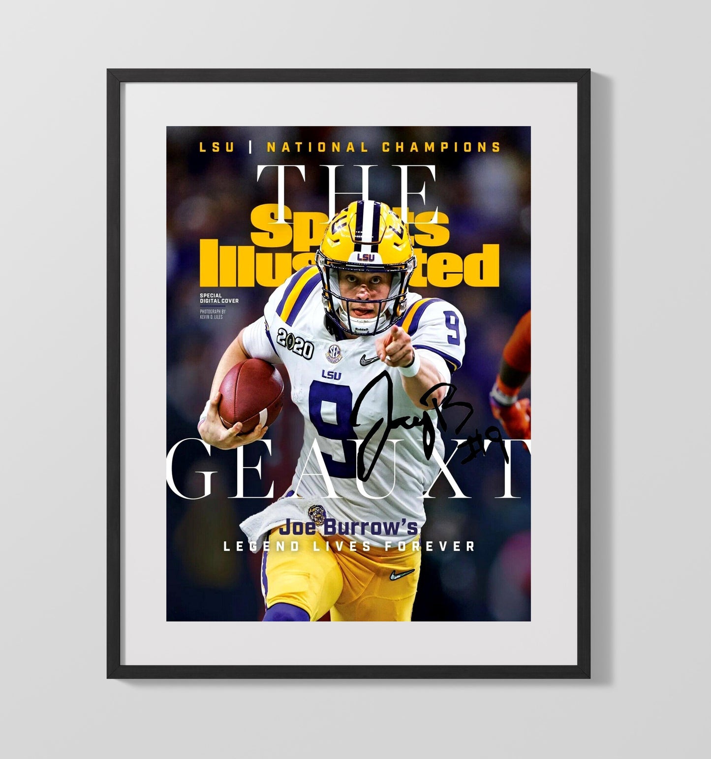 LSU Football Joe Burrow National Championship SI Cover 2020 College Football Wall Art 16x20 Gallery Frame wall art print – College Football decor