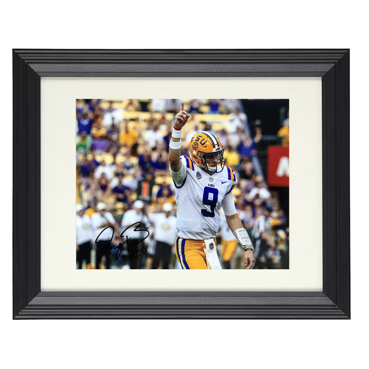 LSU Football - Joe Burrow Touchdown Celebration Point 8x10 Beveled Frame college football wall art