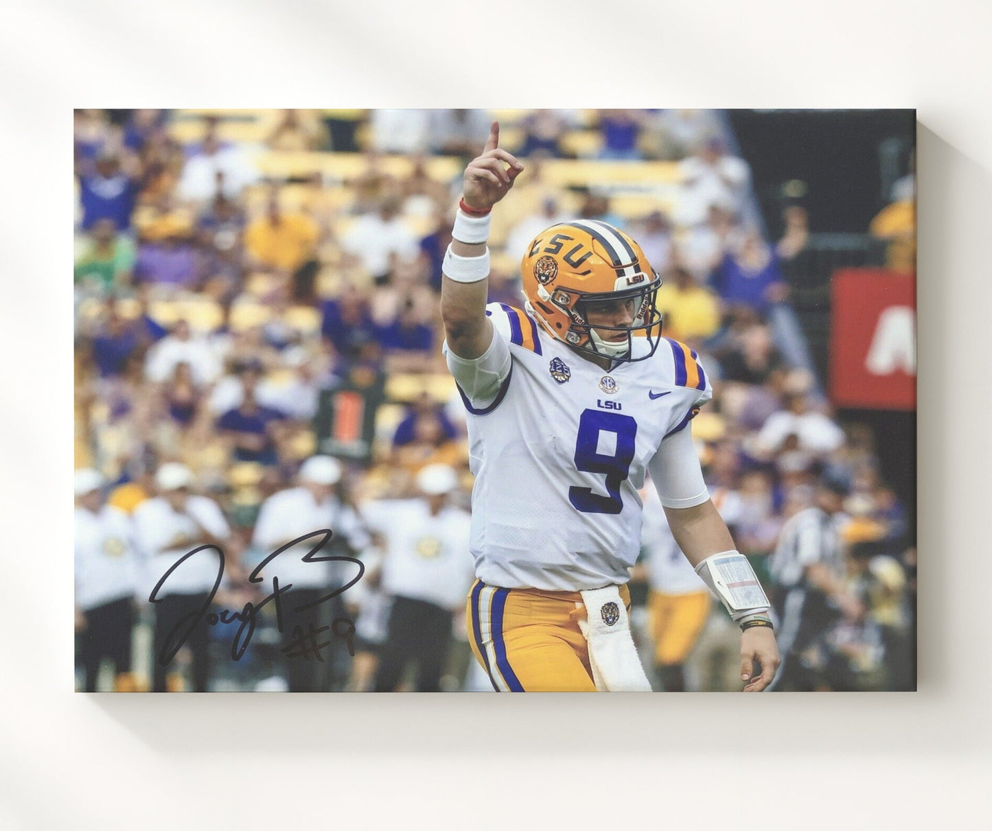 LSU Football - Joe Burrow Touchdown Celebration Point 8x10 Canvas college football wall art