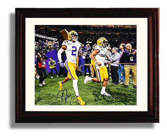 LSU Football - Justin Jefferson and JaMarr Chase Championship Entrance 8x10 Beveled Frame college football wall art