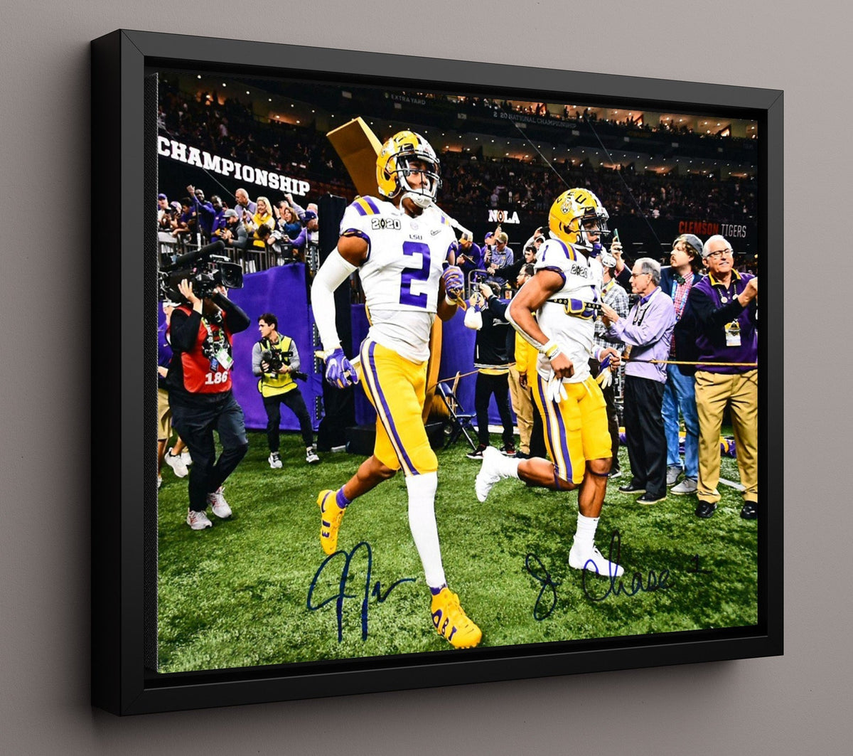 LSU Football - Justin Jefferson and JaMarr Chase Championship Entrance 8x10 Framed Canvas college football wall art