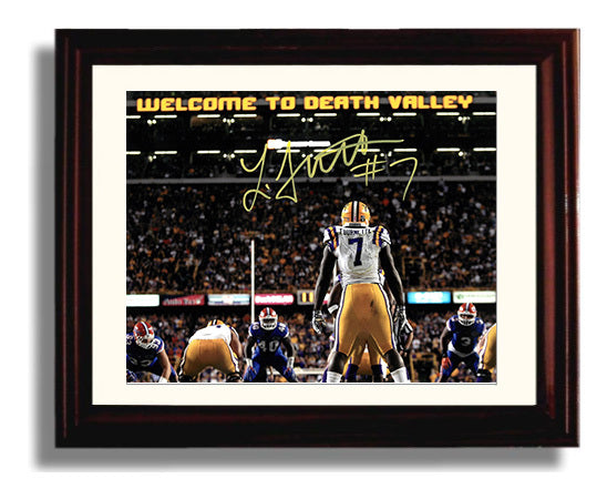 LSU Football Leonard Fournette Death Valley Line Stance College Football Wall Art 8x10 Beveled Frame wall art print – College Football decor