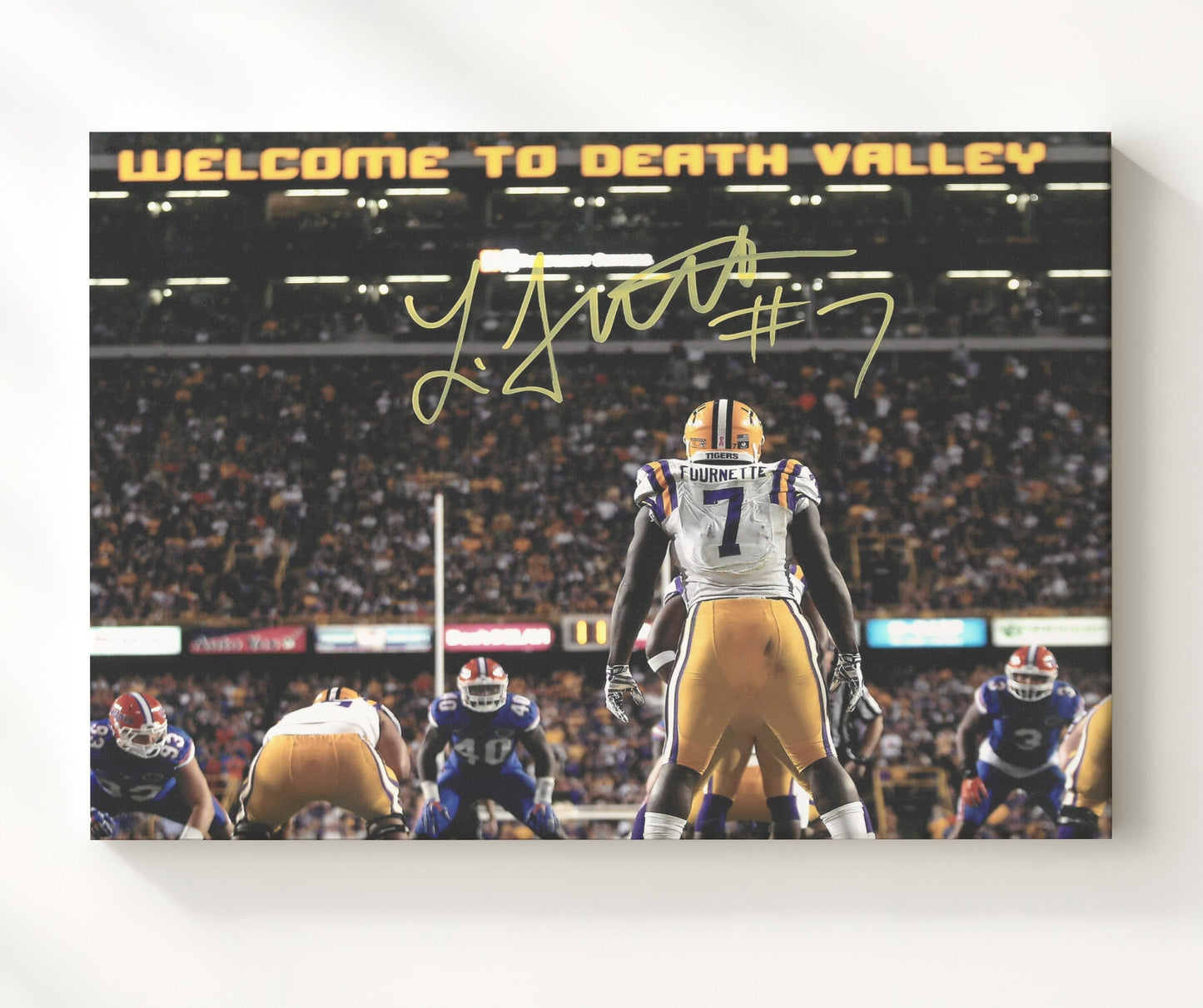 LSU Football - Leonard Fournette Death Valley Line Stance 8x10 Canvas college football wall art