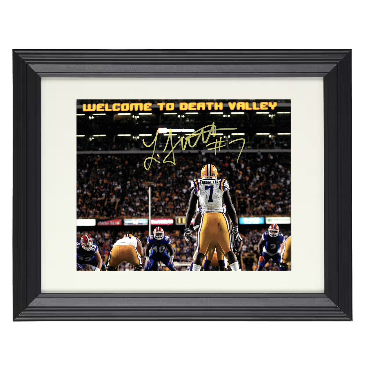 LSU Football Leonard Fournette Death Valley Line Stance 8x10 black beveled frame college football wall art