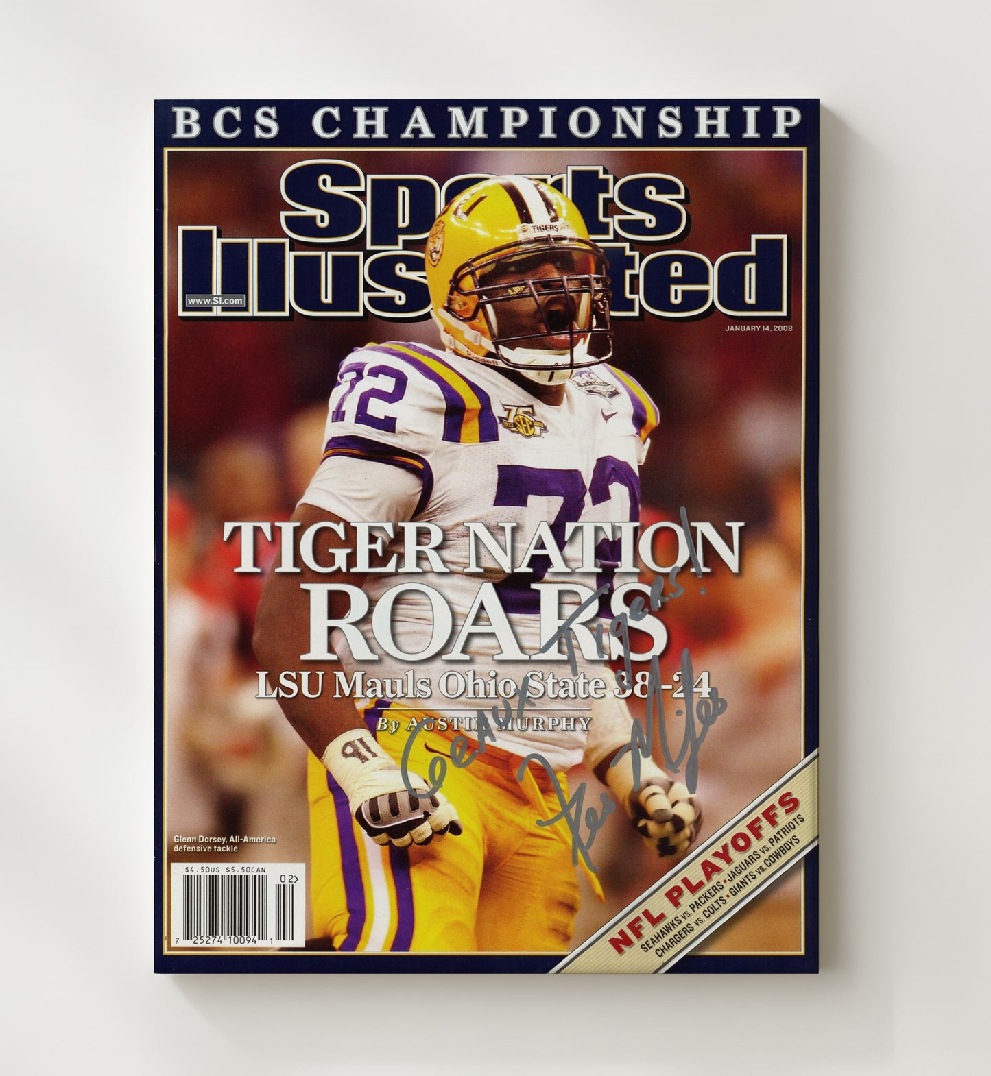 LSU Football Les Miles Tiger Nation Leader College Football Wall Art 20x24 Canvas wall art print – College Football decor