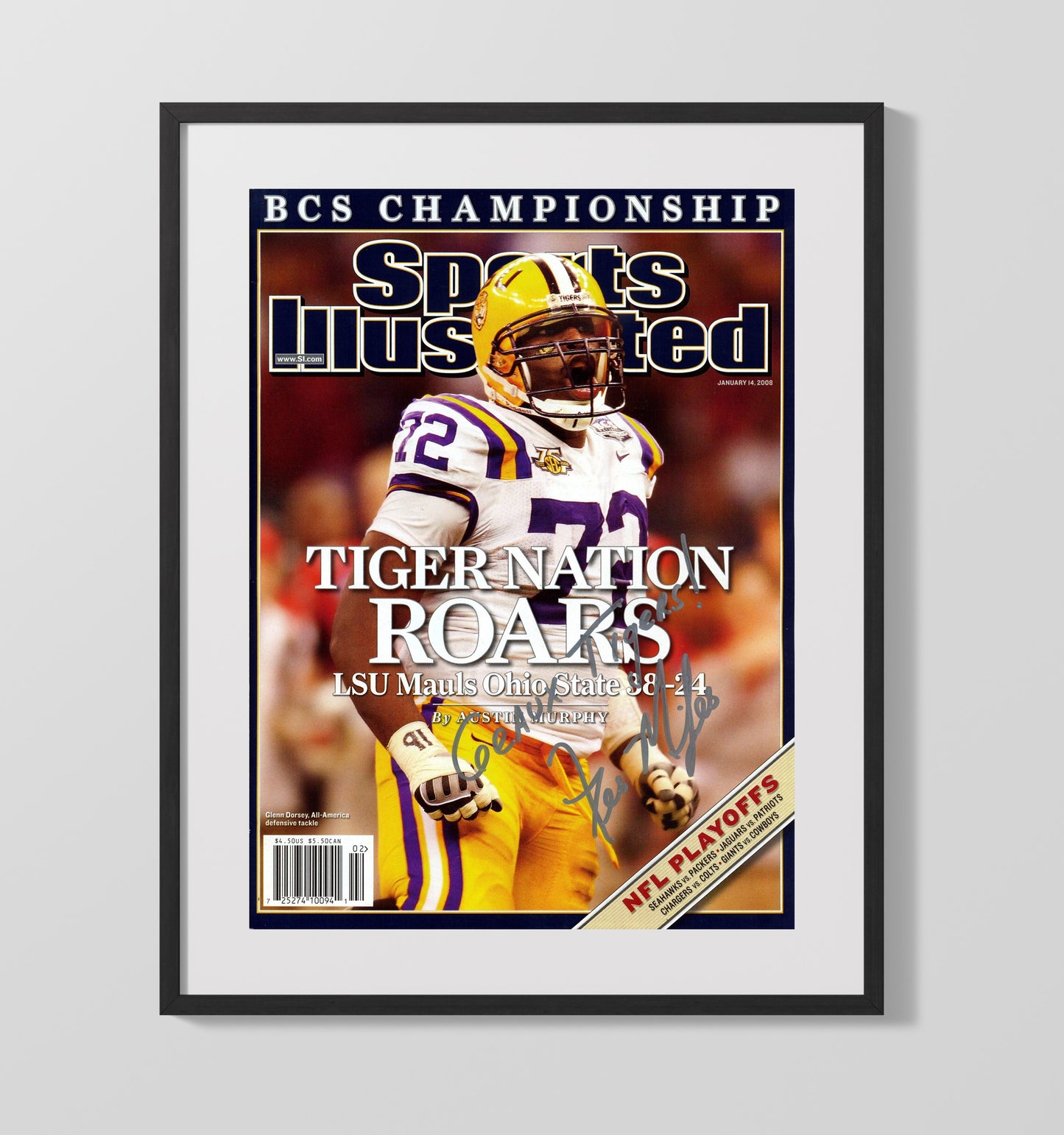 LSU Football Les Miles Tiger Nation Leader College Football Wall Art 16x20 Gallery Frame wall art print – College Football decor