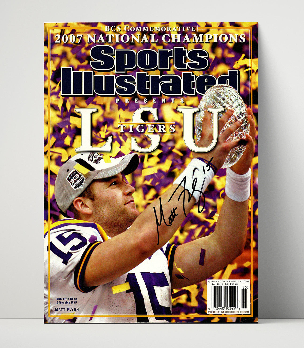 LSU Football Matt Flynn BCS National Championship Trophy Celebration 2007 SI College Football 16x20 Unframed Print wall art print – College Football decor