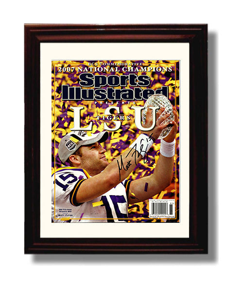 LSU Football Matt Flynn BCS National Championship Trophy Celebration 2007 SI College Football 8x10 Beveled Frame wall art print – College Football decor