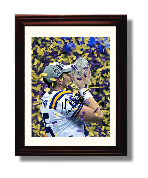 LSU Football Matt Flynn Trophy Kiss Championship Moment College Football Wall Art 8x10 Beveled Frame wall art print – College Football decor