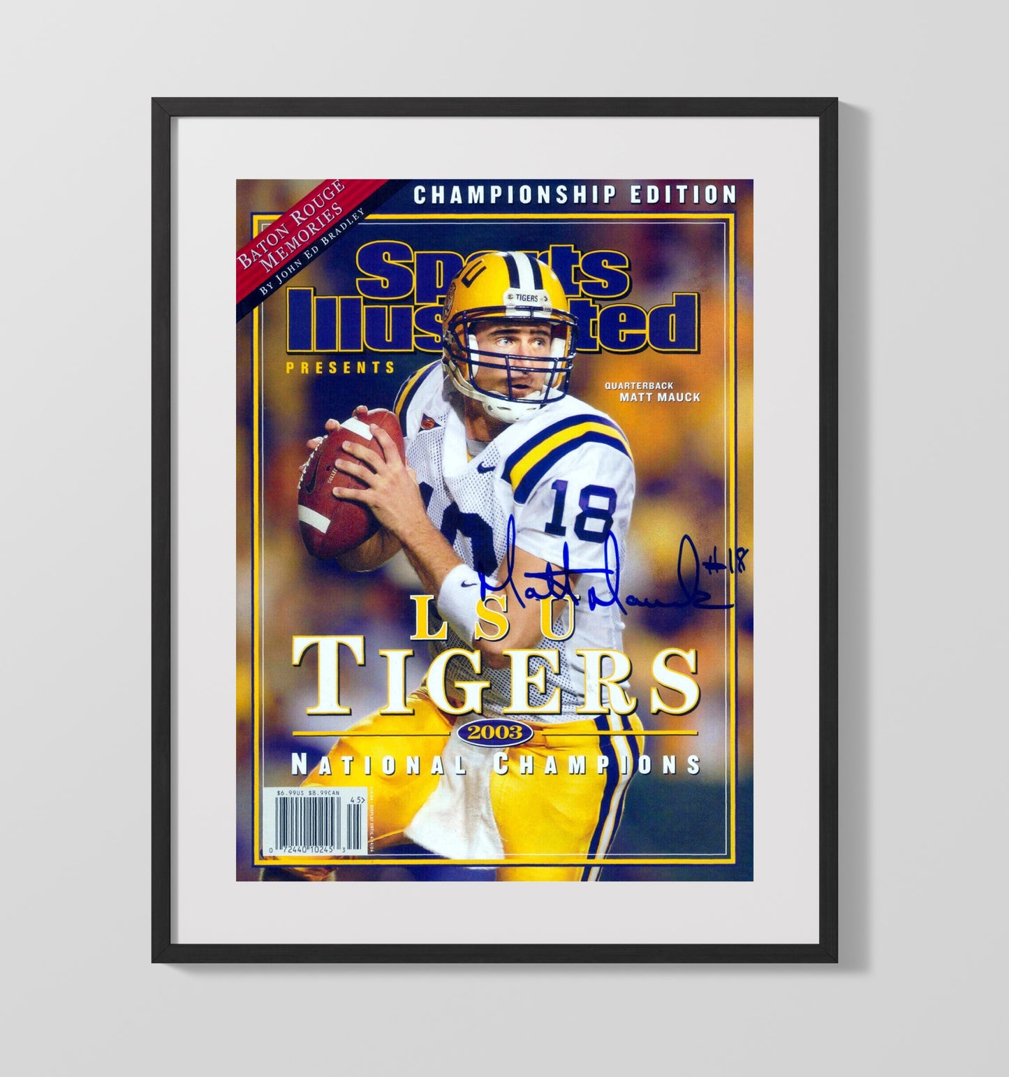 LSU Football Matt Mauck National Champion Quarterback 2003 SI Cover College Football Wall Art 16x20 Gallery Frame wall art print – College Football decor
