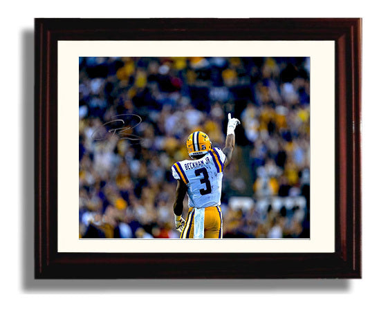 LSU Football Odell Beckham Jr Celebration Point Gesture College Football Wall Art 8x10 Beveled Frame wall art print – College Football decor