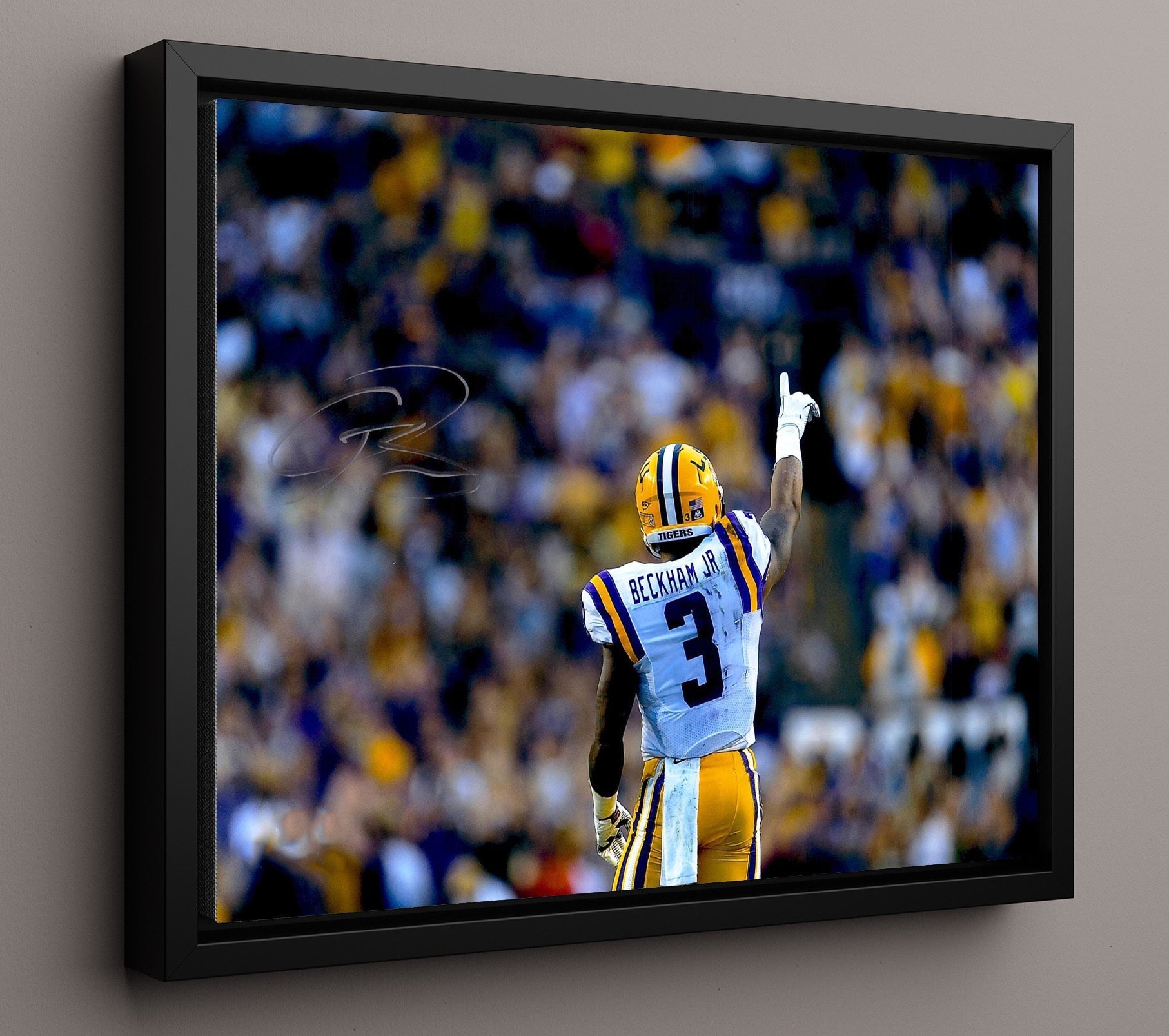 LSU Football - Odell Beckham Jr Celebration Point Gesture 8x10 Framed Canvas college football wall art