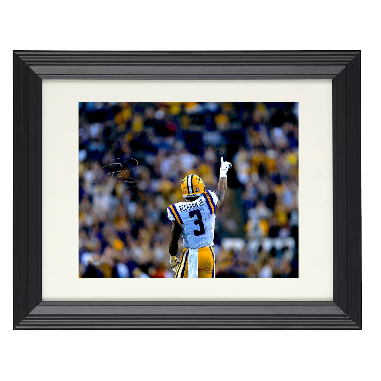 LSU Football Odell Beckham Jr Celebration Point Gesture 8x10 black beveled frame college football wall art
