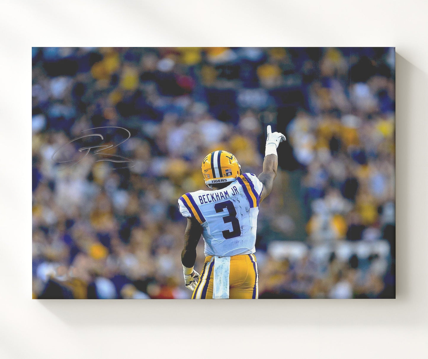 LSU Football - Odell Beckham Jr Celebration Point Gesture 8x10 Canvas college football wall art