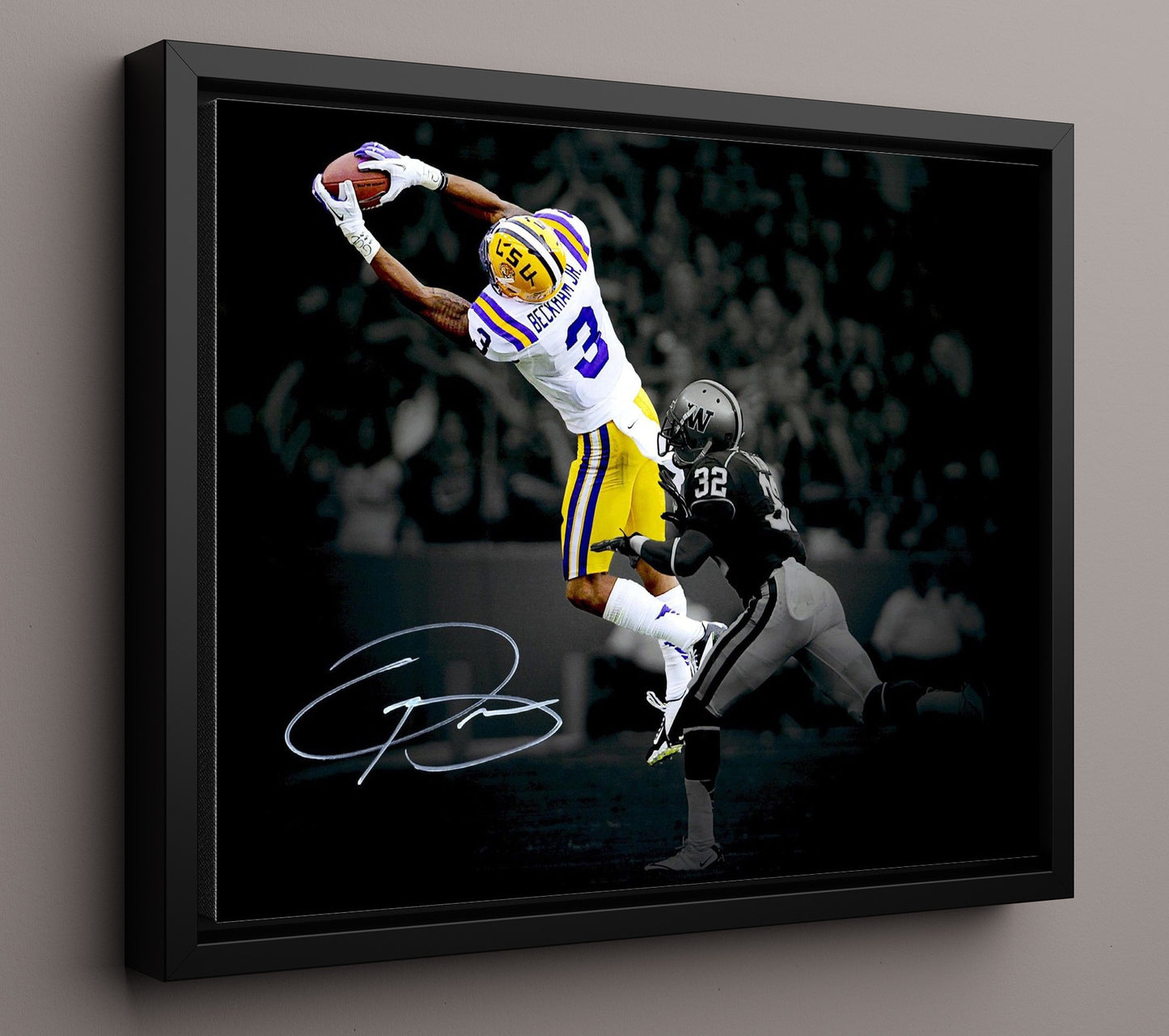 LSU Football - Odell Beckham Jr One Hand Catch Highlight 8x10 Framed Canvas college football wall art