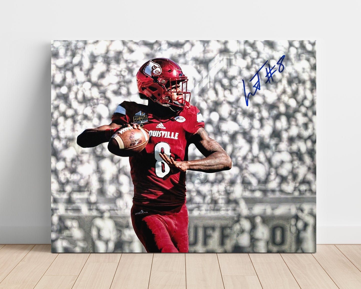 Louisville Football - Lamar Jackson Drop Back Heisman Motion 8x10 Unframed Print college football wall art