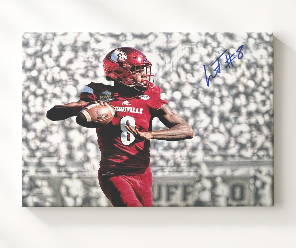 Louisville Football - Lamar Jackson Drop Back Heisman Motion 8x10 Canvas college football wall art