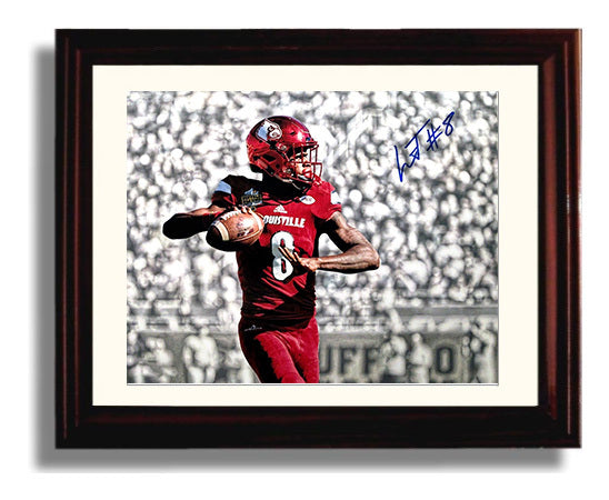 Louisville Football Lamar Jackson Drop Back Heisman Motion College Football Wall Art 8x10 Beveled Frame wall art print – College Football decor